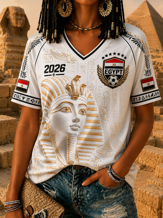 Women's 2026 Egypt Football V-Neck T-Shirts
