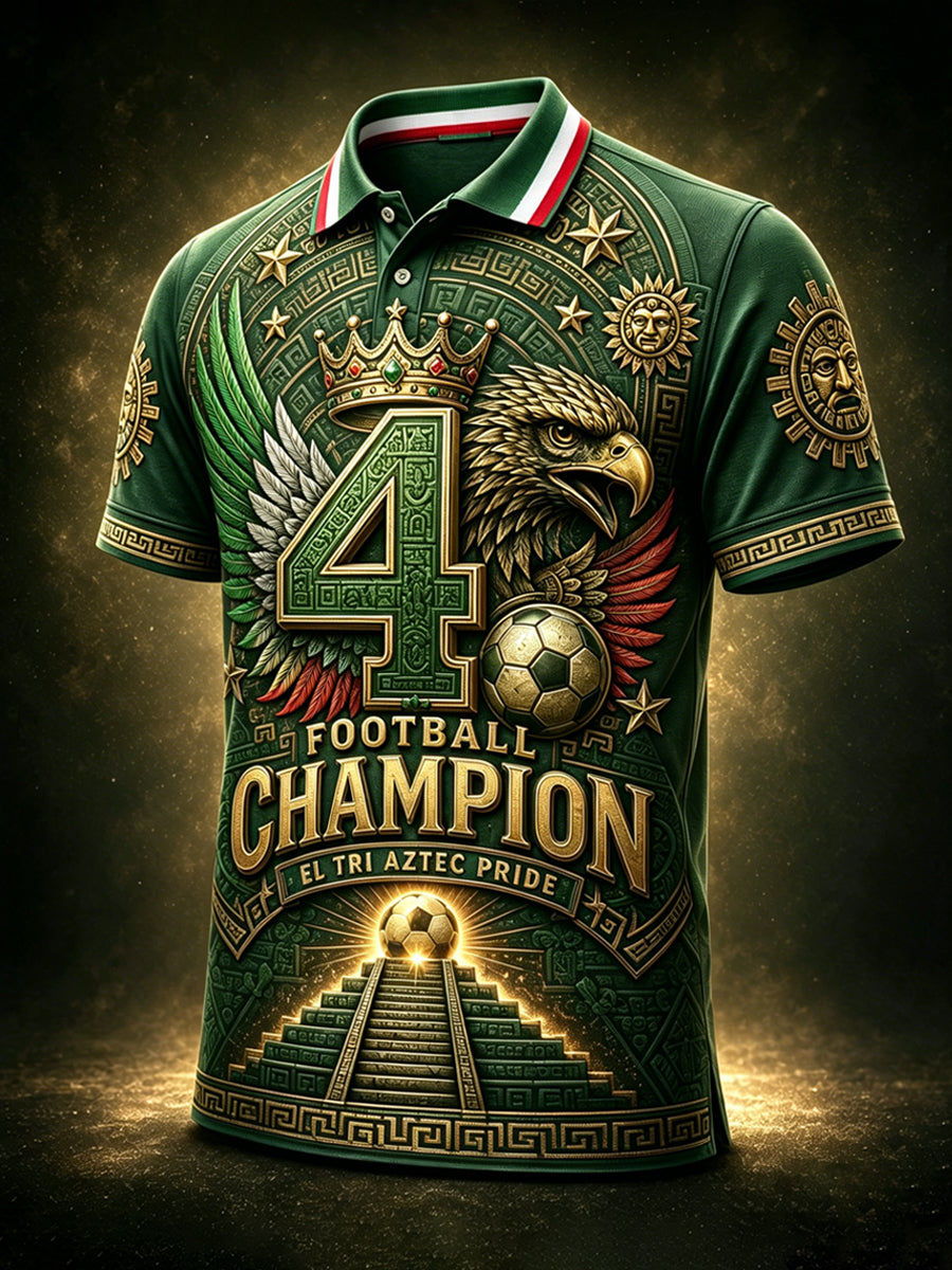 Men's Mexican Football Match Cheering Element Art Print Polo Shirt