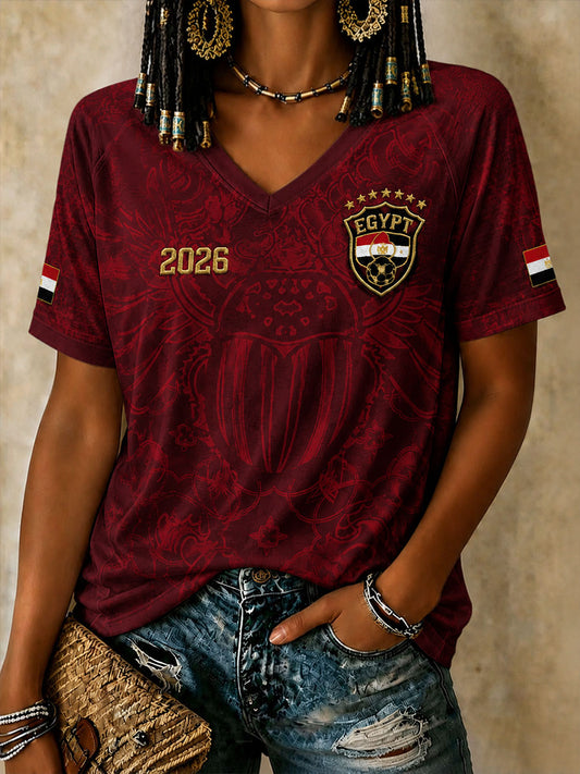 Women’s 2026 Egypt Football V-Neck T-Shirts