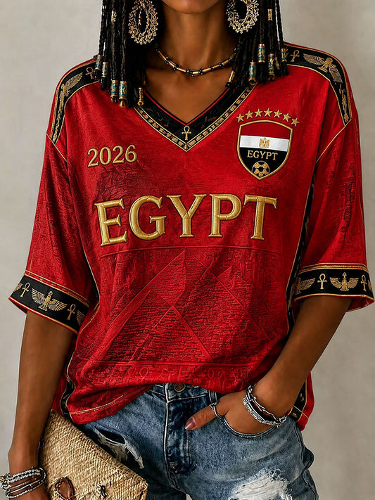 Women’s 2026 Egypt Football V-Neck T-Shirts