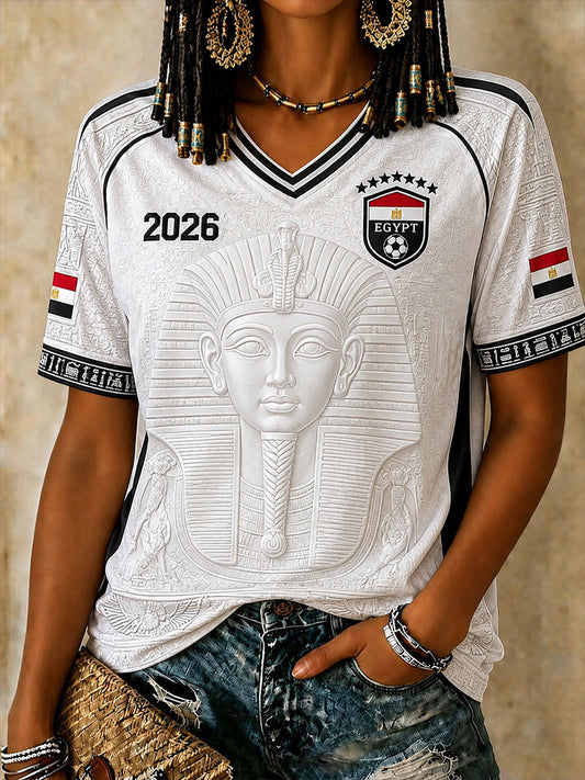 Women's Egypt Soccer V-Neck T-Shirts