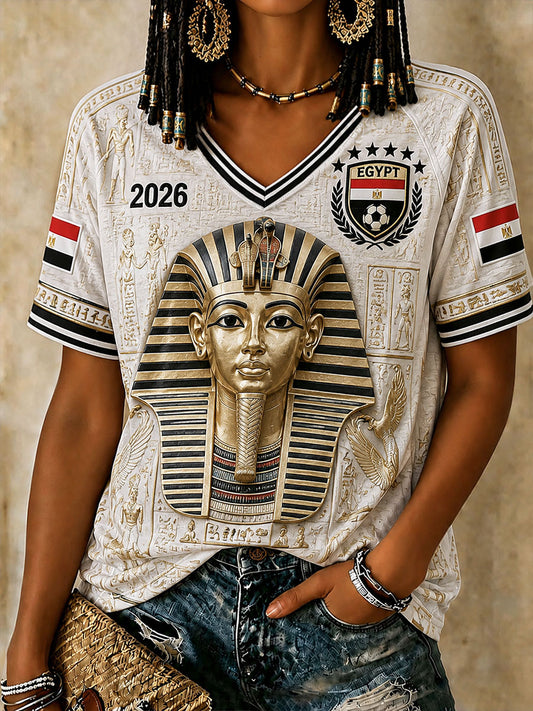 Women's Egypt Soccer V-Neck T-Shirts
