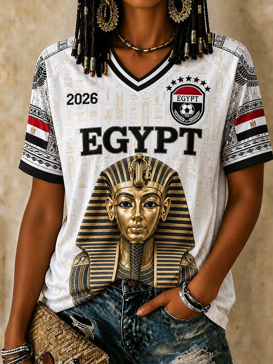 Women's Egypt Soccer V-Neck T-Shirts
