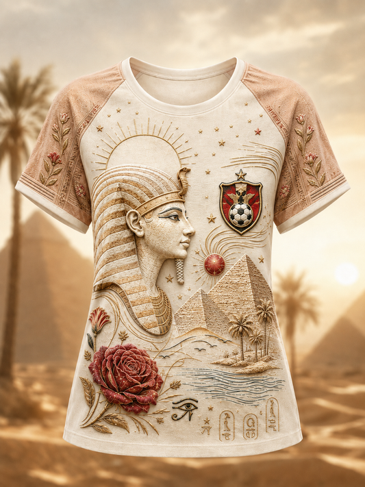 Women's Egyptian Football Round Neck Short Sleeve T-Shirt