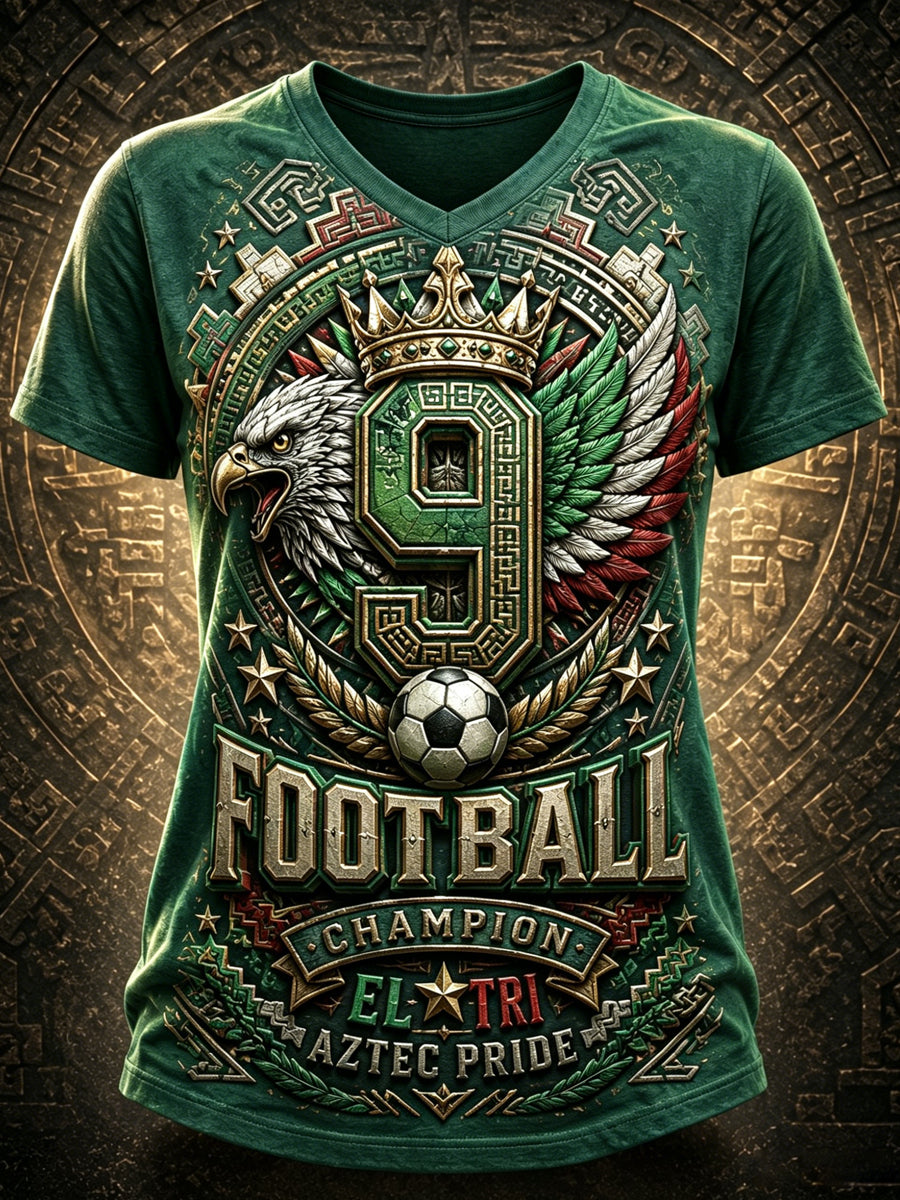 Women's Mexican Football Match Cheering Element Art Print V-Neck Top