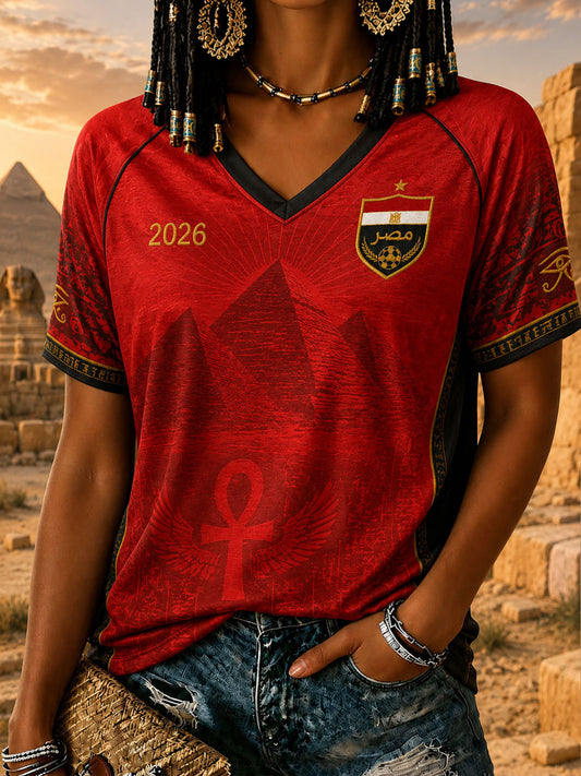 Women's 2026 Egypt Football V-Neck T-Shirts