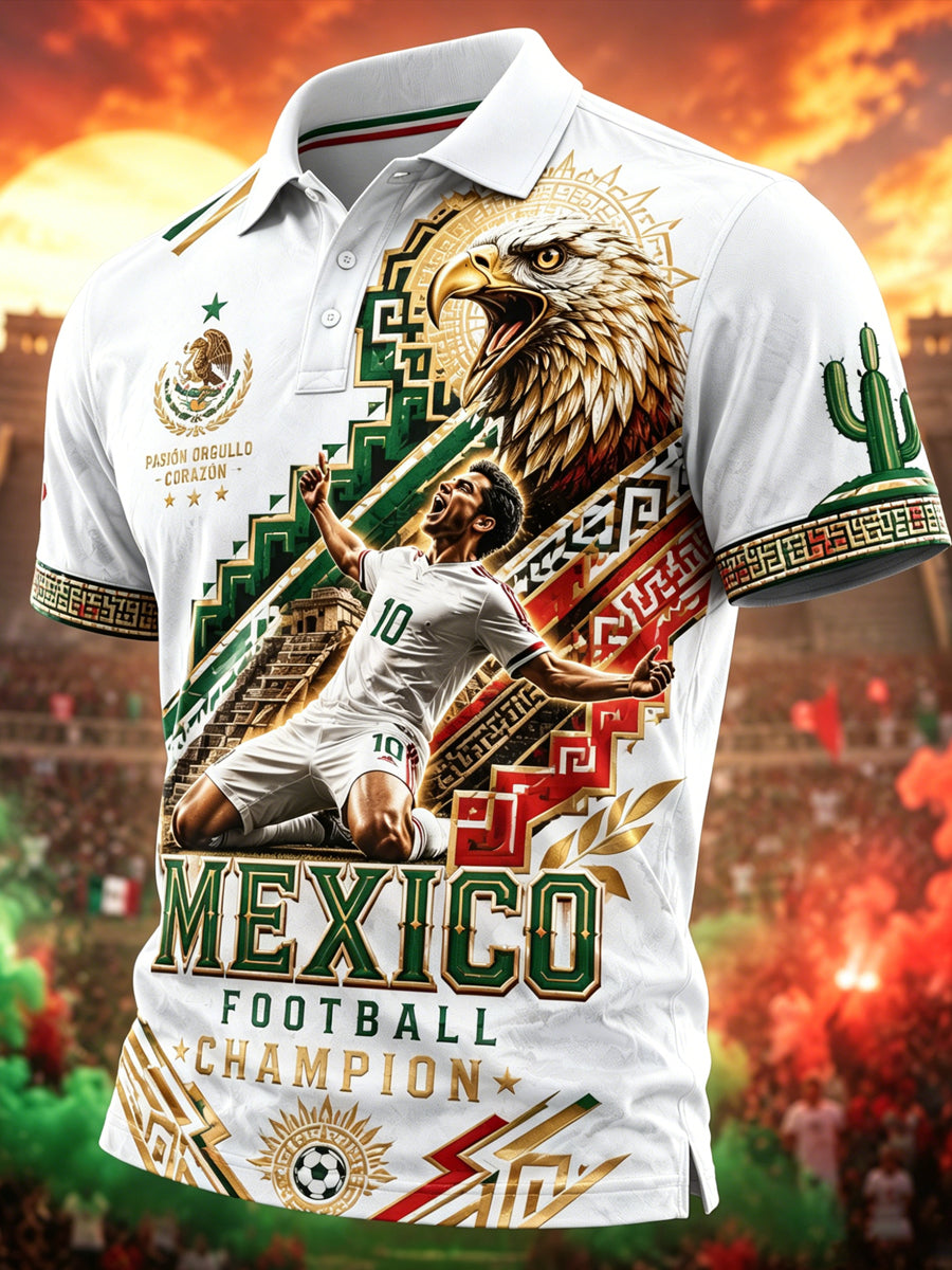 Men's Mexican Football Match Cheering Element Art Print Polo Shirt