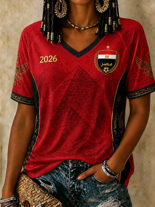 Women's Egypt Football V-Neck T-Shirts