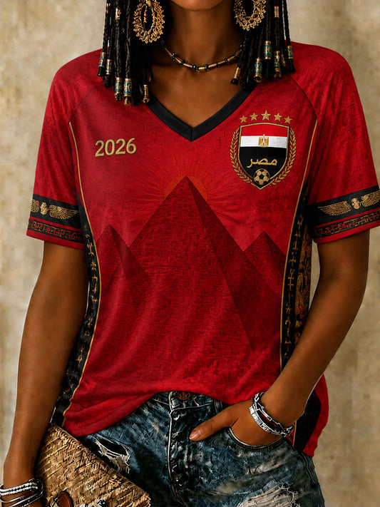 Women's Egypt Football V-Neck T-Shirts
