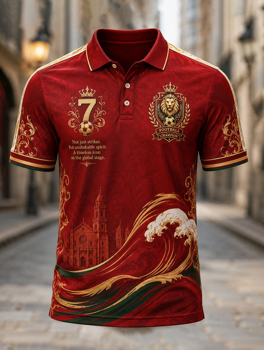 Men's Portuguese Football Match Cheering Element Art Print Polo Shirt