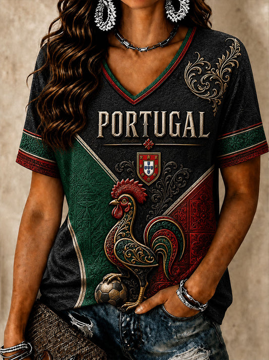 Women's Portugal Football Short-sleeved T-shirt