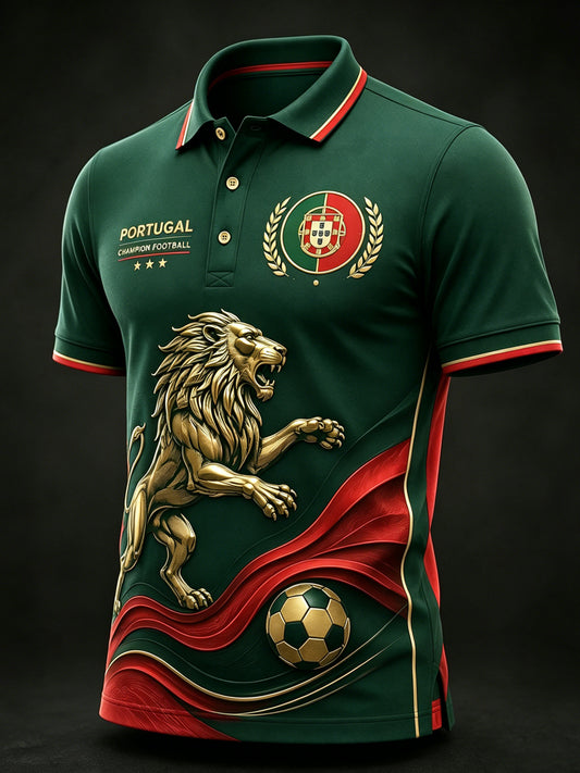 Men's Portuguese Football Match Cheering Element Art Print Polo Shirt