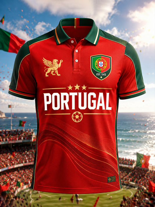 Men's Portuguese Football Match Cheering Element Art Print Polo Shirt