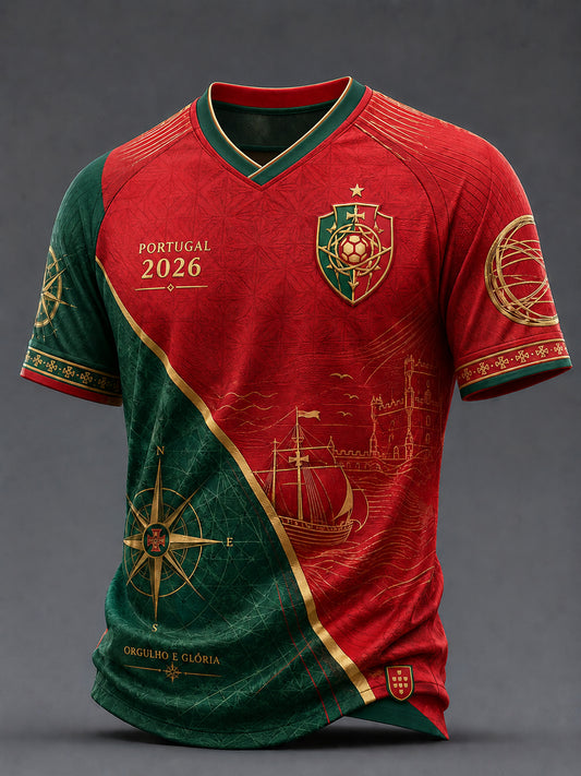 Retro 2026 Portugal Soccer Classic V-Neck T-Shirt