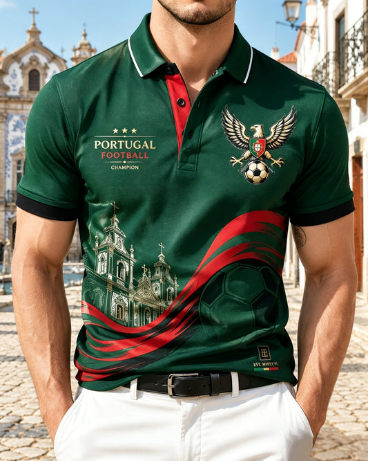 Men's Portuguese Football Match Cheering Element Art Print Polo Shirt