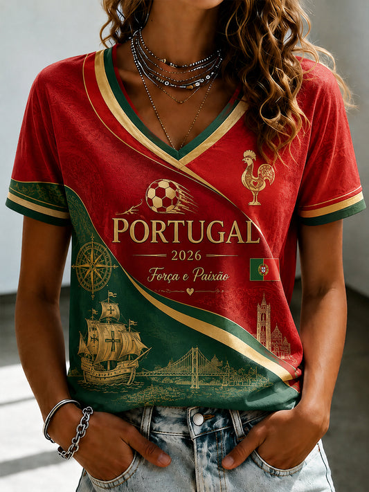 Women's 2026 Portugal Soccer Match Casual T-Shirt