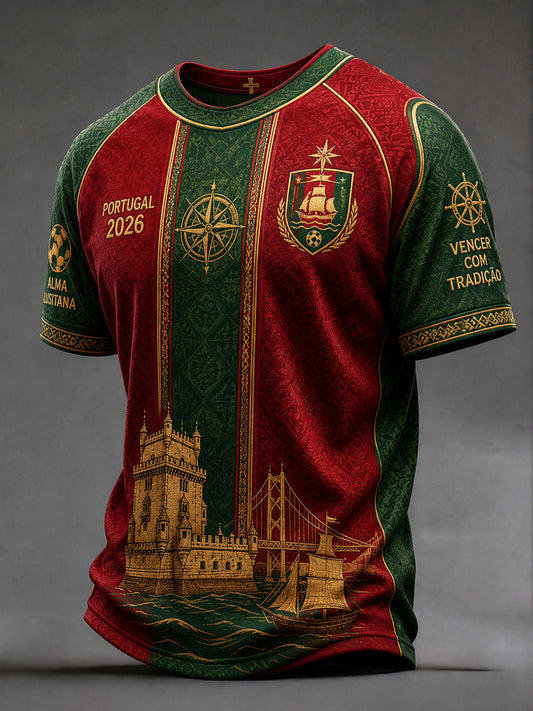 Retro 2026 Portugal Soccer Commemorative Casual T-Shirt