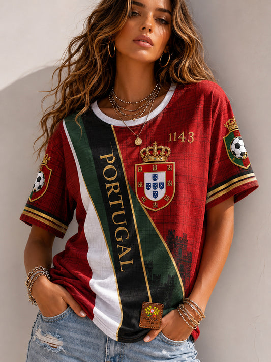 Women's Portugal Football Match Cheering Element Art Print T-Shirt