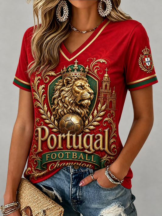 Women's Portugal Football Match Cheering Element Art Print T-Shirt