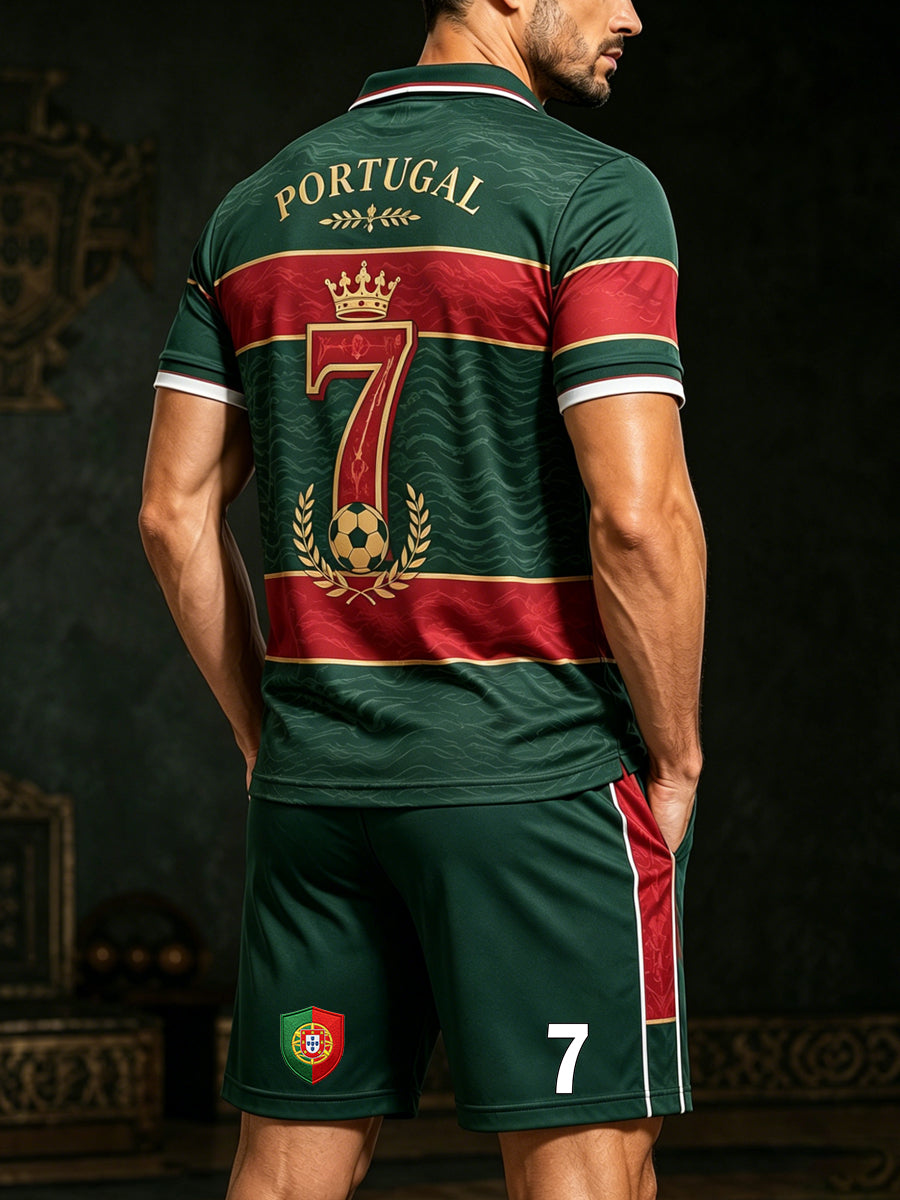 Men's Portuguese Football Match Cheering Element Art Print Polo Suit