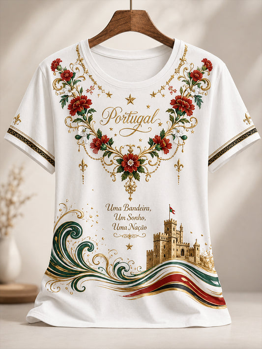 Women's Portugal Football Match Support Art Print T-Shirt