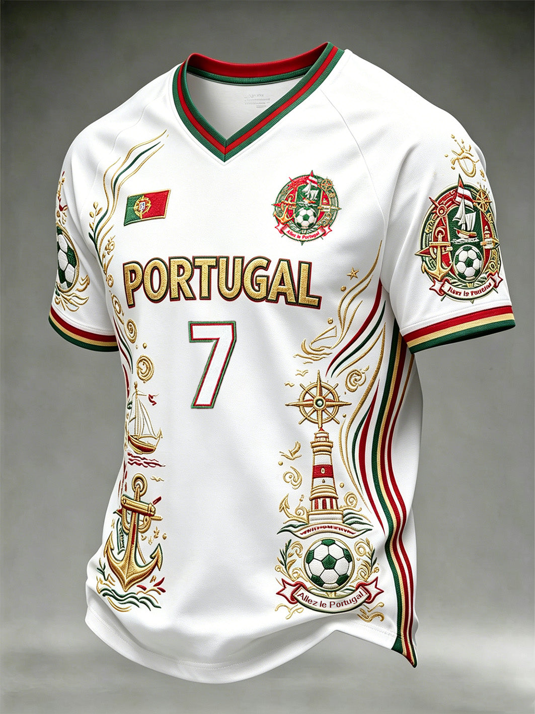 Men's football element sailing pattern printed casual T-shirt