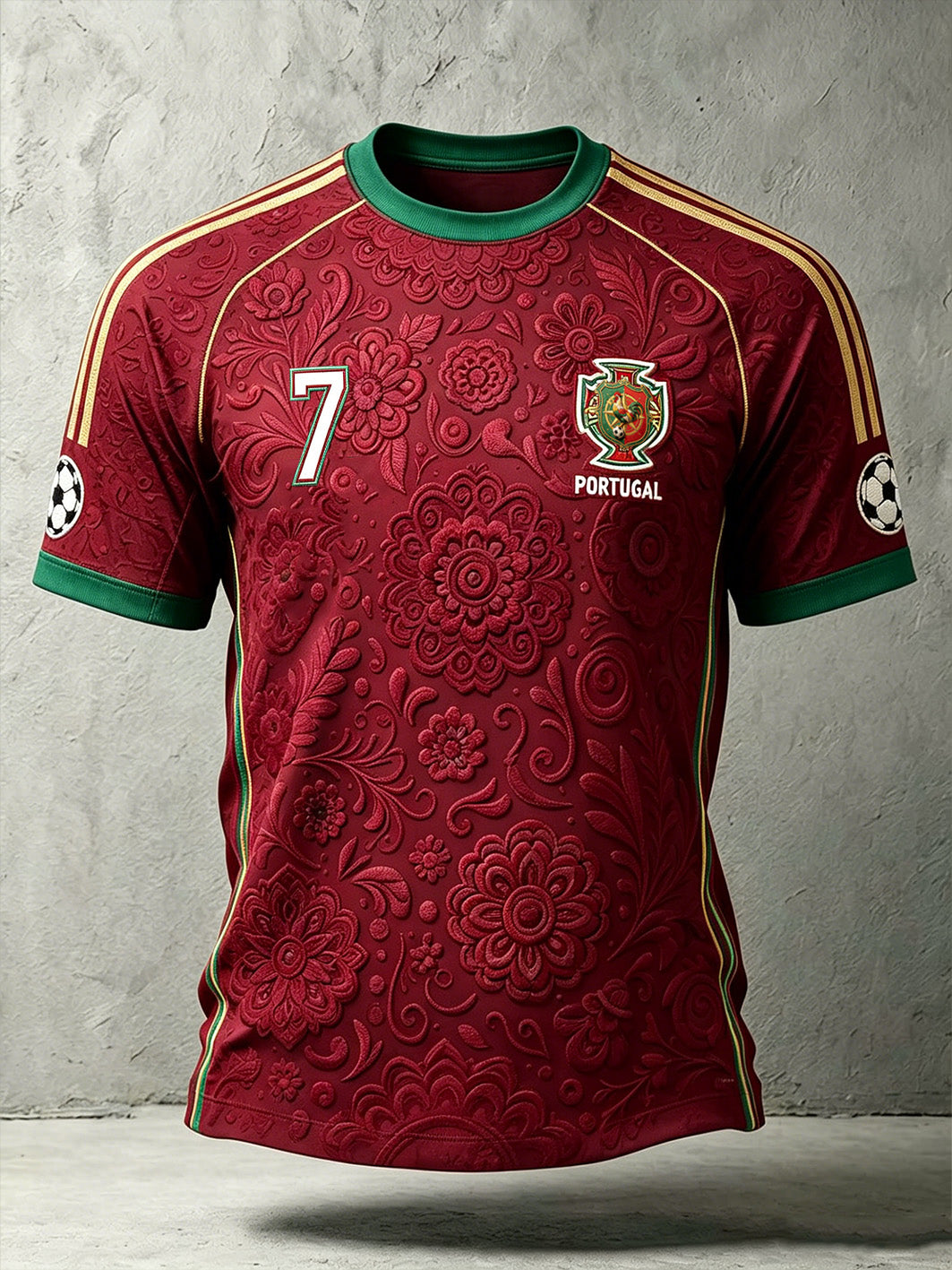 Men's football element plant print casual sports T-shirt