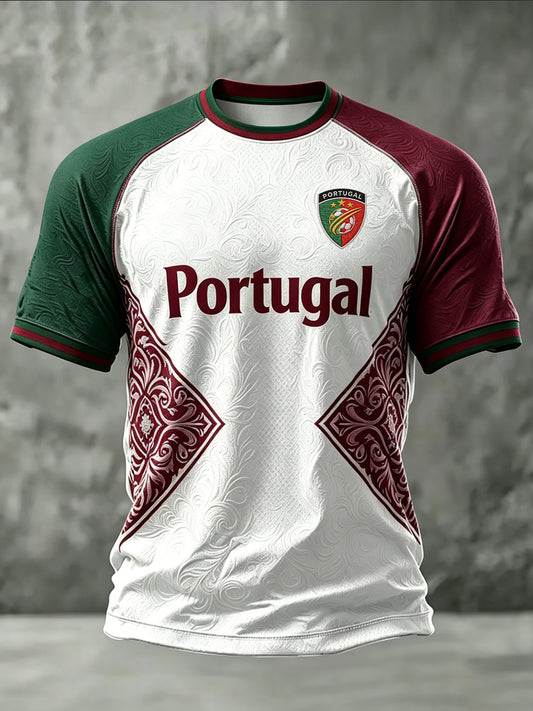 Men's Portuguese Football Printed Casual short sleeves t-shirt