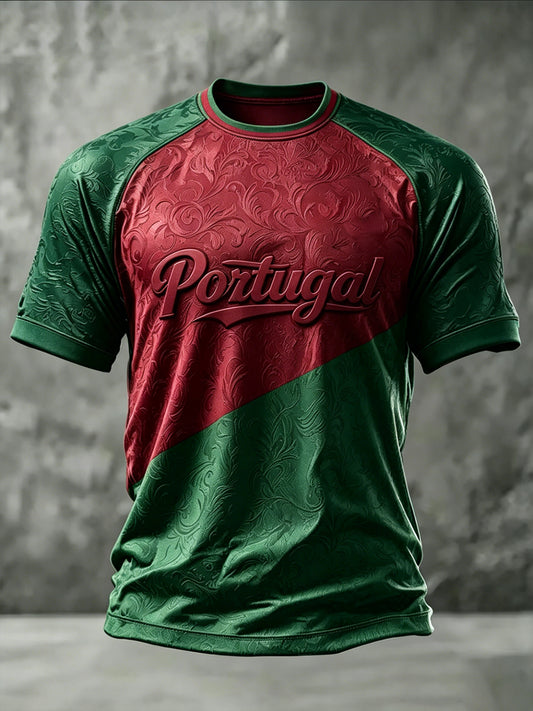Men's Portuguese Football Printed Casual short sleeves t-shirt