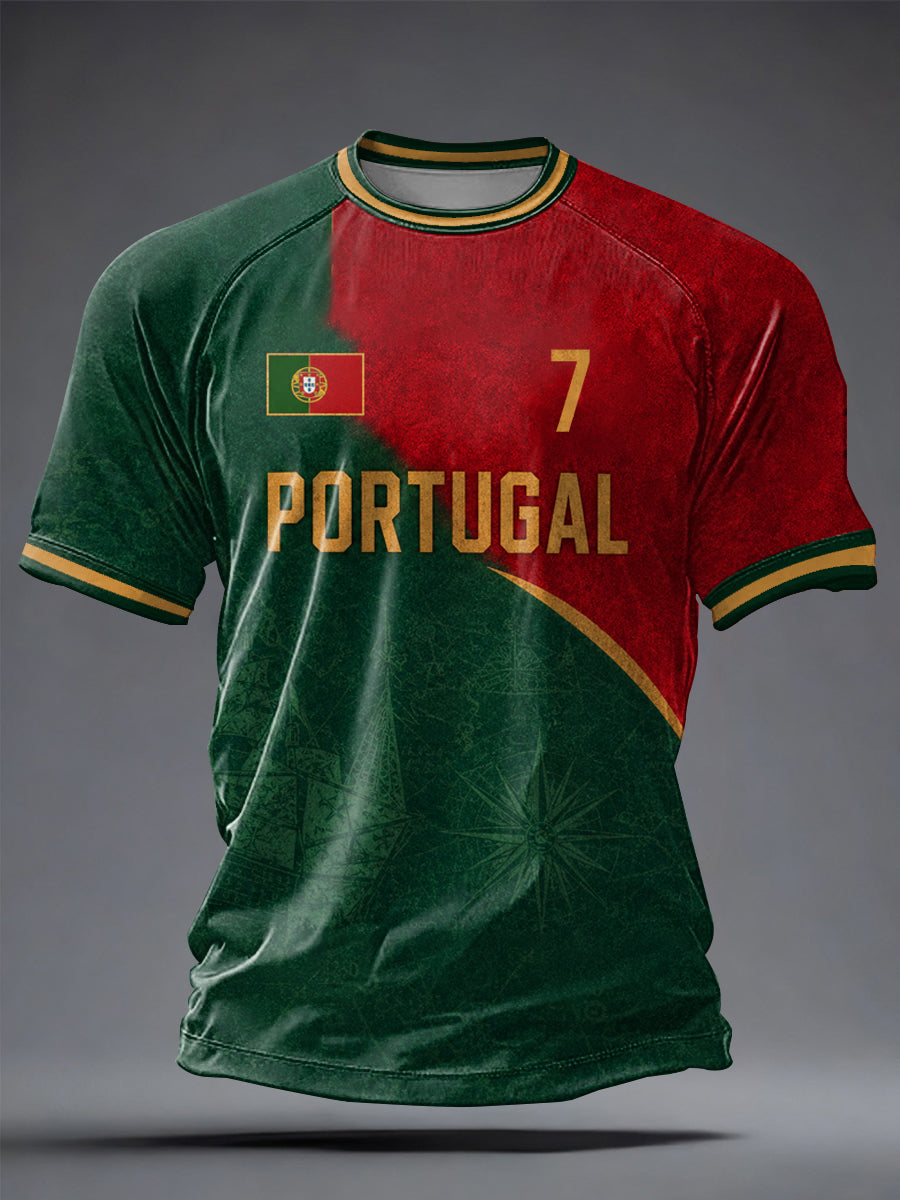 Men's Portuguese Football Printed Casual short sleeves t-shirt