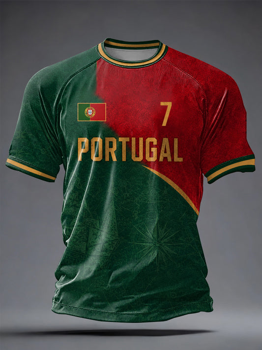 Men's Portuguese Football Printed Casual short sleeves t-shirt