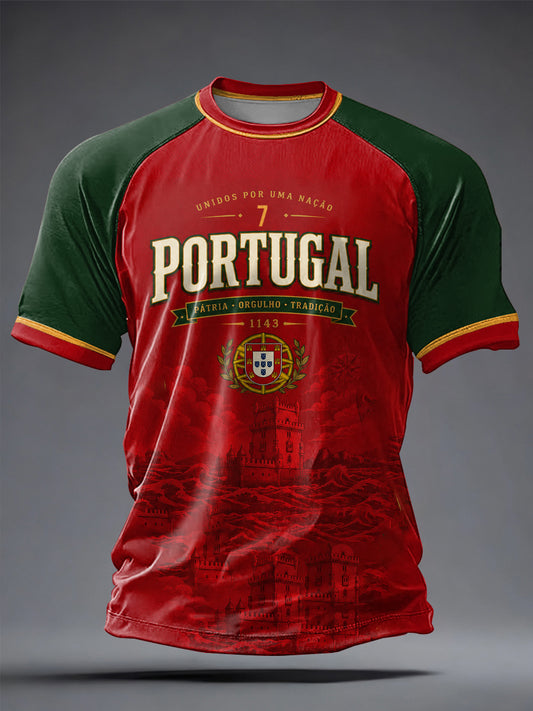 Men's Portuguese Football Printed Casual short sleeves t-shirt