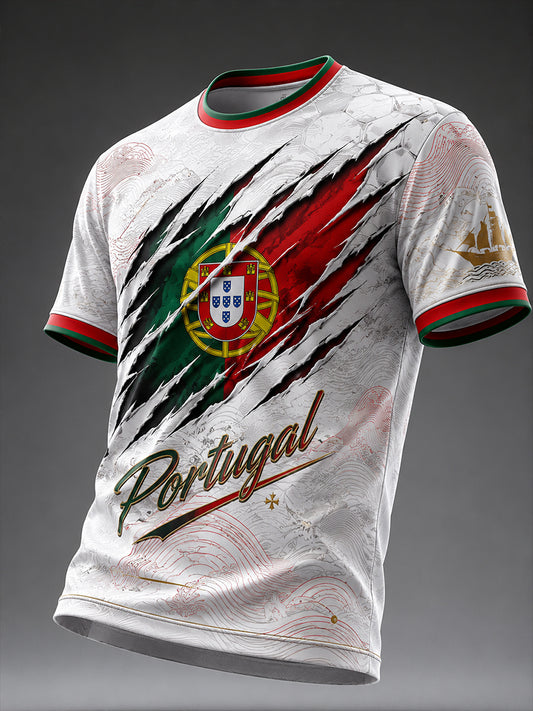 Men's Portugal Football Match Cheer Art Print T-Shirt