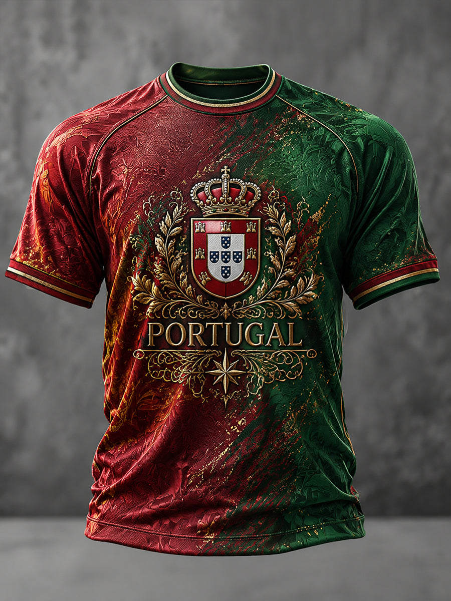 Men's Portuguese Football Printed Casual short sleeves t-shirt