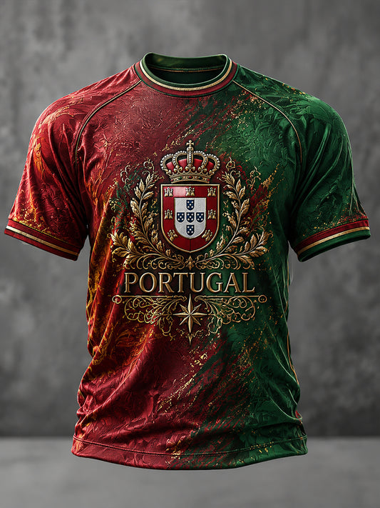 Men's Portuguese Football Printed Casual short sleeves t-shirt