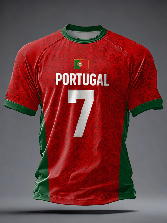 Men's Portuguese Football Printed Casual short sleeves t-shirt