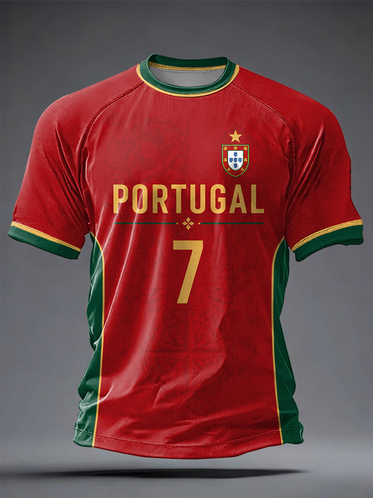Men's Portuguese Football Printed Casual short sleeves t-shirt