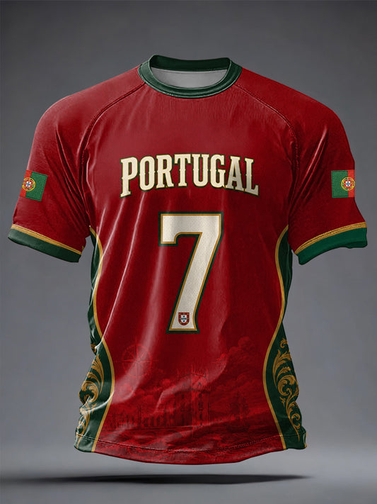Men's Portuguese Football Printed Casual short sleeves t-shirt