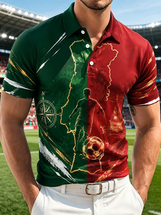 Men's Portuguese Football Match Cheering Element Art Print Polo Shirt