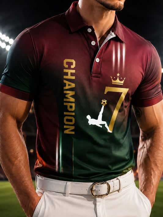 Men's Portuguese Football Match Cheering Element Art Print Polo Shirt