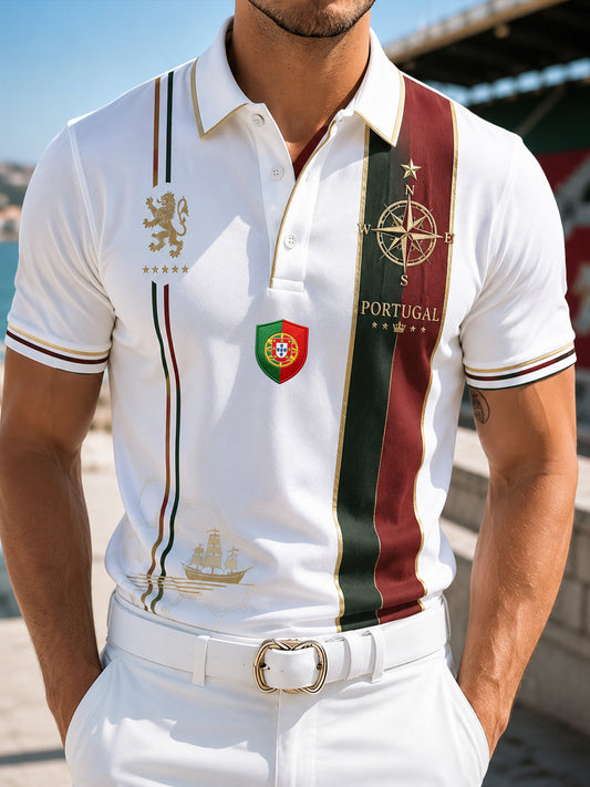 Men's Portuguese Football Match Cheering Element Art Print Polo Shirt
