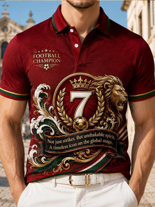 Men's Portuguese Football Match Cheering Element Art Print Polo Shirt