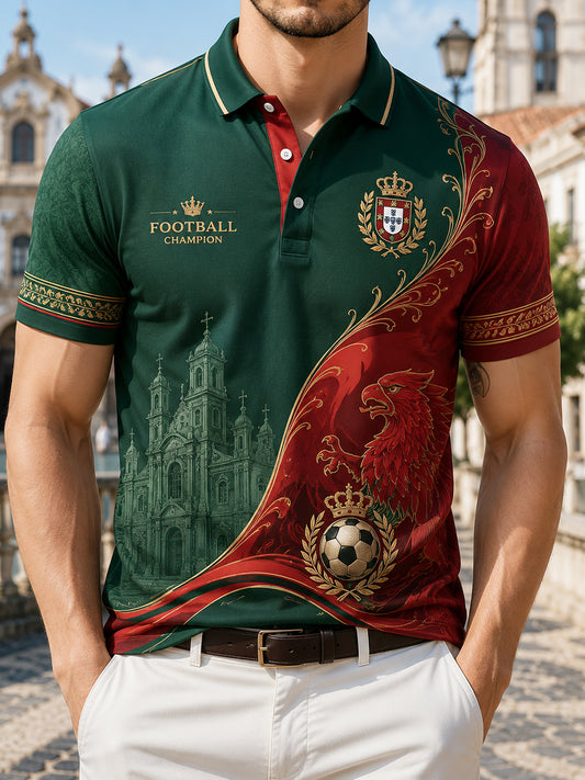 Men's Portuguese Football Match Cheering Element Art Print Polo Shirt