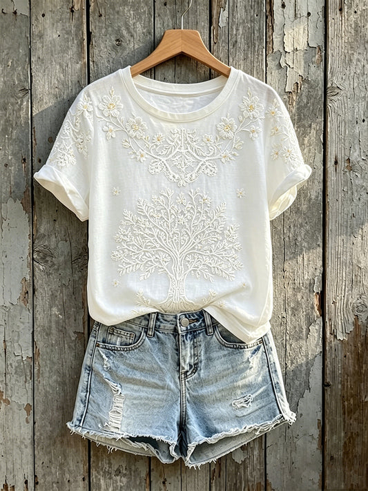 Women's Classy Tree Of Life Floral Print Short-sleeved T-shirt