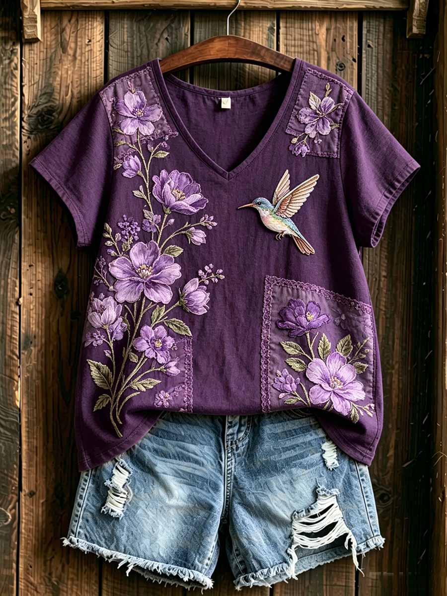 Women's Purple Alzheimer's Awareness Print T-Shirt