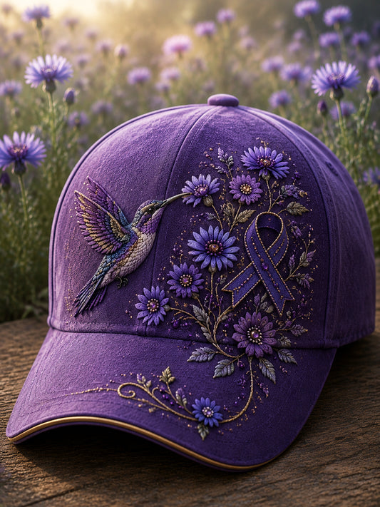 Retro Alzheimer's Disease Purple Ribbon Baseball Cap