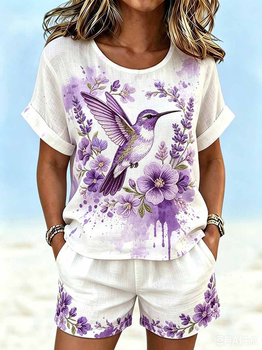 Women's Purple Alzheimer's Awareness Print T-Shirt Set
