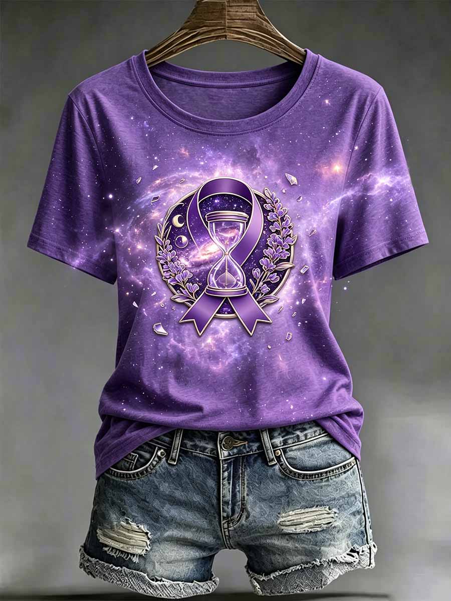 Women's Purple Alzheimer's Awareness Print T-Shirt