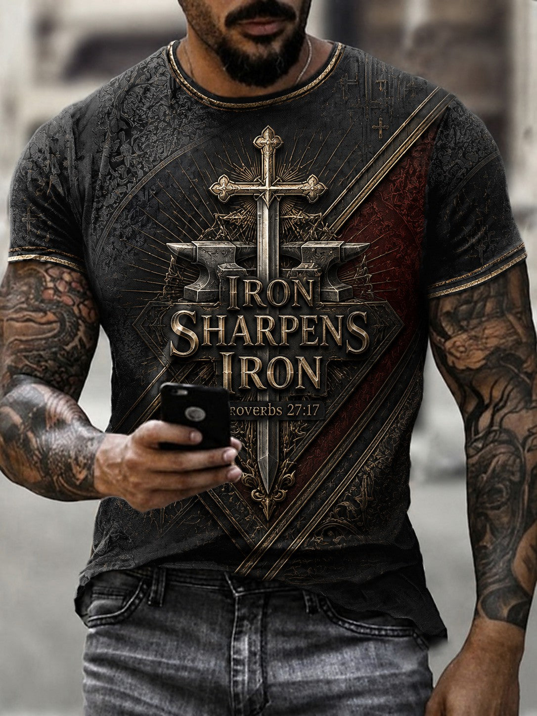 Men's Iron Sharpens Iron 27:17 Printed T-shirt