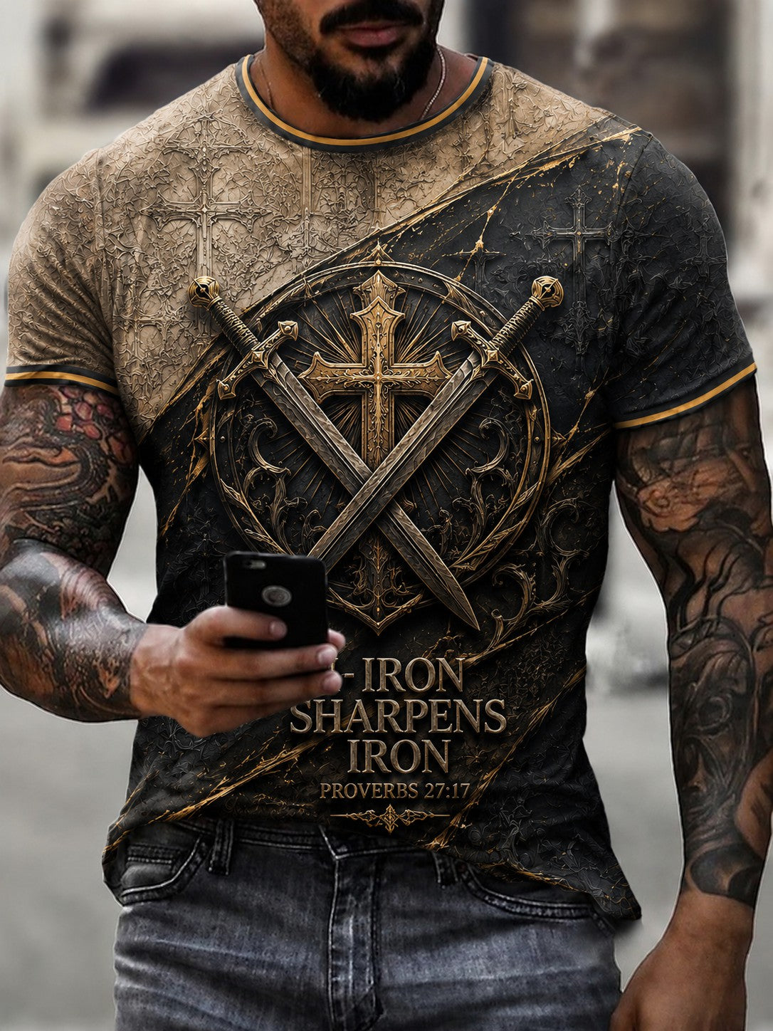 Men's Iron Sharpens Iron 27:17 Printed T-shirt